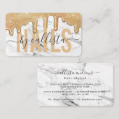 Gouden Glitter Drips Marmeren Nail Artist Visitekaartje (Voorkant / Achterkant)