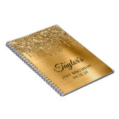 Gouden Glitter Drips Metallic 21e verjaardag Gast Notitieboek (Rechterzijde)
