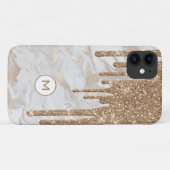 Gouden Glitter Drips Monogrammed Case-Mate iPhone Case (Achterkant (horizontaal))