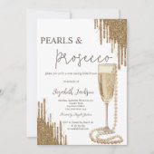 Gouden Glitter Drips Parels Prosecco Bruiloft Fees Kaart (Voorkant)