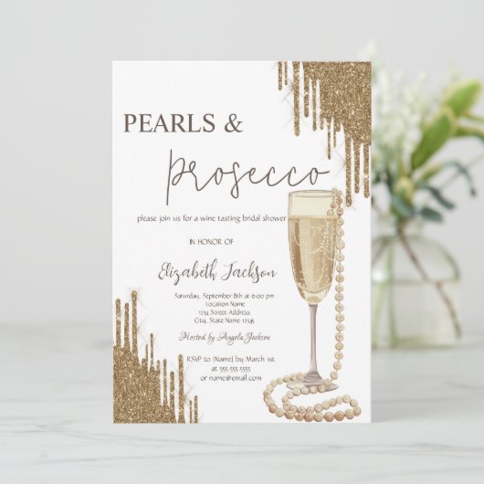 Gouden Glitter Drips Parels Prosecco Vrijgezellenf Kaart (Staand voorkant)