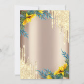 Gouden Glitter Drips Zonnebloemen 80e verjaardag Kaart (Achterkant)