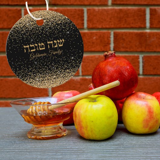 Gouden Glitter Drops Joodse Shana Tova Bedankjes Labels