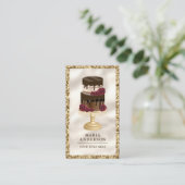 Gouden Glitter Druipende Chocolade Cake Bloemrijke Visitekaartje (Staand voorkant)