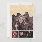 Gouden glitter druipt parel foto zoet zestien kaart (Achterkant)