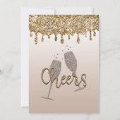Gouden Glitter Drup Glam Bubbel Bruiloft Feest Kaart (Achterkant)
