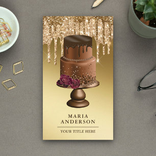 Gouden Glitter Druppels Aangepaste Chocoladetaart  Visitekaartje