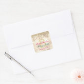 Gouden Glitter Druppels, DIY Naam, Monogram Titel Vierkante Sticker (Envelop)