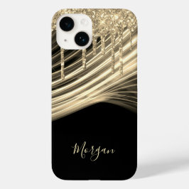 Gouden Glitter Druppels, Gouden Lichtstralen, Goud Case-Mate iPhone 14 Hoesje