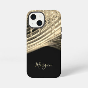 Gouden Glitter Druppels, Gouden Lichtstralen, Goud iPhone 13 Mini Hoesje
