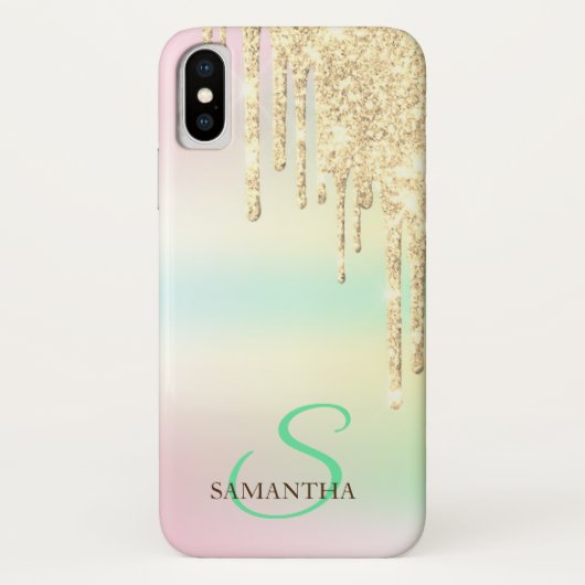 Gouden Glitter Druppels Holografisch Iriserend Case-Mate iPhone Case (Achterkant)