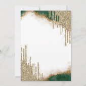 Gouden glitter druppels, jurk groen glitter zoet 1 kaart (Achterkant)