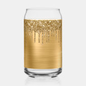 Gouden Glitter druppels Metallic 21e verjaardag Blikvorm Glas (Achterkant)