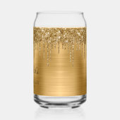 Gouden Glitter druppels Metallic 21e verjaardag Blikvorm Glas (Links)