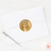 Gouden Glitter druppels Metallic 21e verjaardag Ronde Sticker (Envelop)