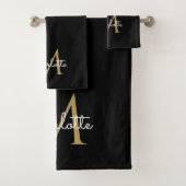 Gouden Glitter Druppels Monogram Elegante Meisjesa Bad Handdoek (Insitu)