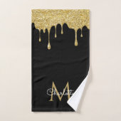 Gouden Glitter Druppels Monogram Elegante Meisjesa Bad Handdoek (Handdoek)