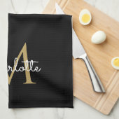 Gouden Glitter Druppels Monogram Elegante Meisjesa Theedoek (Quarter Fold)