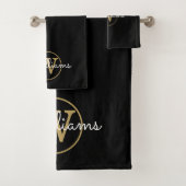 Gouden Glitter Druppels Monogram Script Naam Bad Handdoek (Insitu)