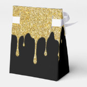 Gouden Glitter Druppels Monogram Script Naam Zwart Bedankdoosjes (Achterkant)