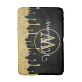 Gouden Glitter Druppels Monogram Stijlvol Schrift  Badmat