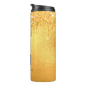 Gouden glitter druppels monogram thermosbeker (Geroteerd rechts)