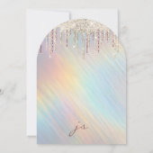 Gouden Glitter Druppels Regenboog Holografische Tr Kaart (Achterkant)