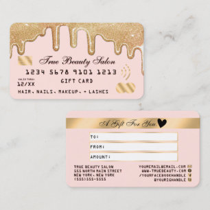 Gouden Glitter Druppels Roze Krediet Gift Certific Visitekaartje