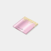 Gouden Glitter Druppels Roze Schittering Glam Naam Post-it® Notes (Schuin)