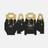 Gouden Glitter Druppels Script Naam Monogram Zwart Bedankdoosjes (Uitgevouwen)