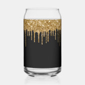 Gouden glitter druppels zwart 21e verjaardag blikvorm glas (Achterkant)