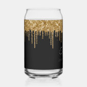Gouden glitter druppels zwart 21e verjaardag blikvorm glas (Rechts)