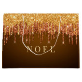 Gouden glitter druppelt aangepaste tekst groot cadeauzakje (Voorkant)