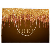 Gouden glitter druppelt aangepaste tekst groot cadeauzakje (Achterkant)