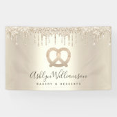 Gouden Glitter Druppelt Bakkerij Dessert Pastry Ch Spandoek (Horizontaal)