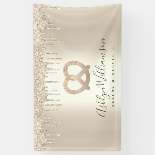 Gouden Glitter Druppelt Bakkerij Dessert Pastry Ch Spandoek (Verticaal)