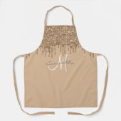 Gouden Glitter Druppelt Metallic Gepersonaliseerd Schort (Voorkant)