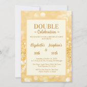 Gouden Glitter Dubbele Verjaardag Soiree Uitnodigi Kaart (Voorkant)