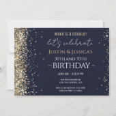 Gouden Glitter Dubbele Verjaardagsfeest met RSVP Kaart (Voorkant)