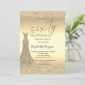 Gouden Glitter Dust Border Dress 60e Verjaardag Kaart (Staand voorkant)