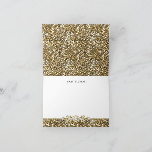 Gouden Glitter & Edelsteen Dankkaart Bedankkaart (Binnen)