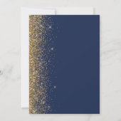Gouden Glitter Edge Navy Blue Opslaan van de datum Aankondiging (Achterkant)