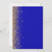Gouden Glitter Edge Royal Blue De datum opslaan Aankondiging (Achterkant)