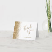 Gouden Glitter Edge White Wedding Dank u Kaart (Voorkant)