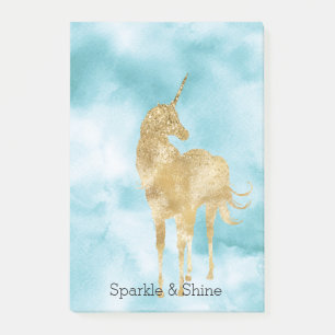 Gouden Glitter Eenhoorn Aqua Waterverf Post-it® Notes