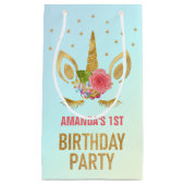 Gouden Glitter Eenhoorn Gezicht Verjaardag Party F Klein Cadeauzakje (Voorkant)