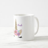 Gouden Glitter Eenhoorn Hoorn Meisjes Glam geperso Koffiemok (Voorkant rechts)