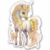 Gouden Glitter Eenhoorn Leuke Whimsical Girly Sticker (Voorkant)