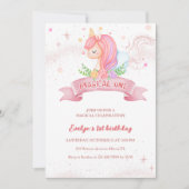 Gouden Glitter Eenhoorn Magische Een 1e Verjaardag Kaart (Voorkant)