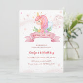 Gouden Glitter Eenhoorn Magische Een 1e Verjaardag Kaart (Staand voorkant)